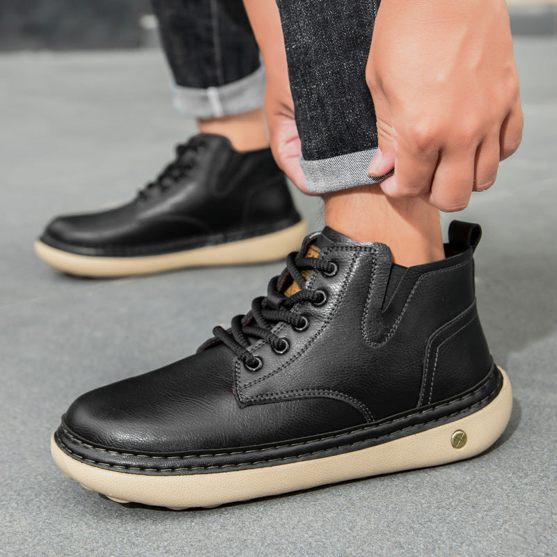 Herren Robuste Schnürboots aus hochwertigem Leder