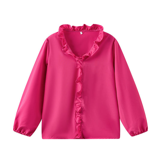 Damen Bluse mit Rüschendetails und elegantem Stehkragen R&B