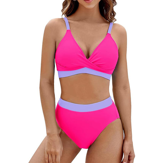 Damen Bikini-Set mit innovativem Wickeloberteil und hohem Taillenbund R&B
