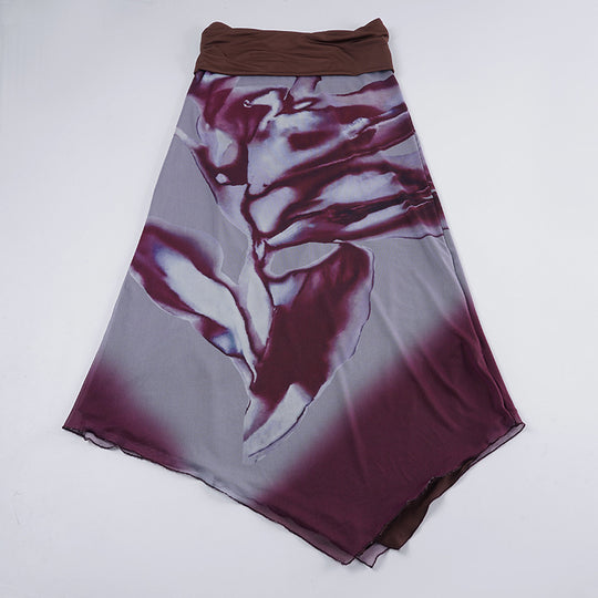 Damen Maxi-Rock mit asymmetrischem Schnitt und floralem Dekor R&B