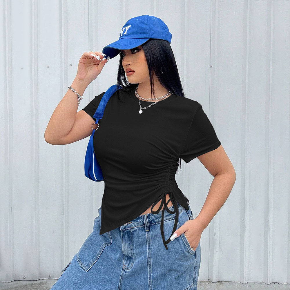 Damen T-Shirt mit seitlichen Riemen und asymmetrischem Schnitt R&B