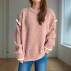 Damen Grobstrickpullover mit lässigem Schnitt und strukturiertem Design R&B