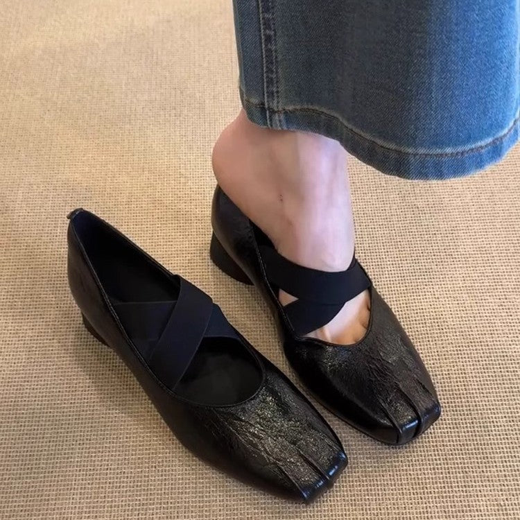 Damen elegante Ballerina-Schuhe mit modernem Riemendesign und komfortablem Absatz