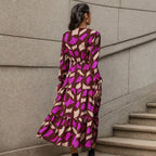 Damen Maxikleid mit knöpfen und elastischem Taillenzug R&B