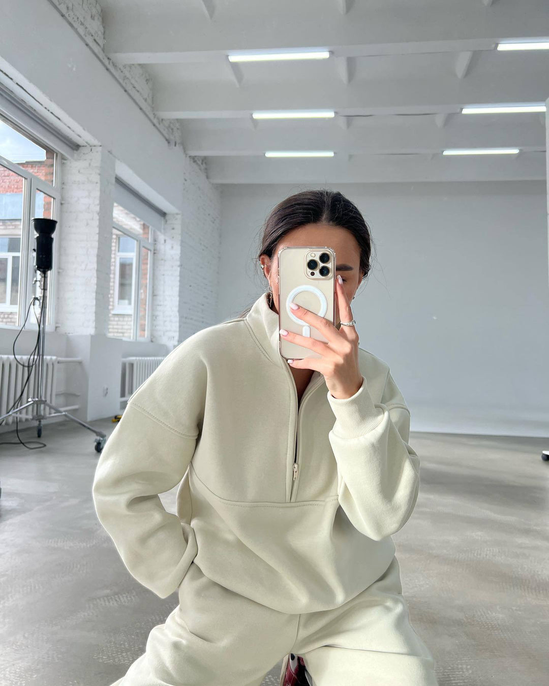 Damen Hochleistungs-Fleece Sweatshirt mit Stehkragen und Reißverschluss R&B