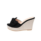 Damen Wedge-Pantoletten mit kreativem Schleifen-Design und verstellbarem Riemen R&B