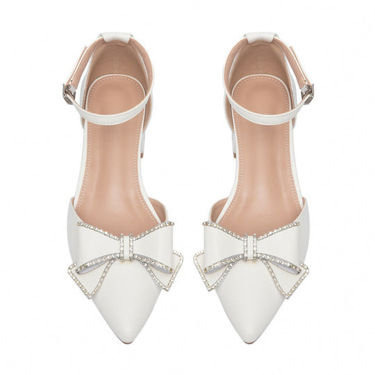 Damen elegante Slingback-Pumps mit strassverzierten Schleifen R&B