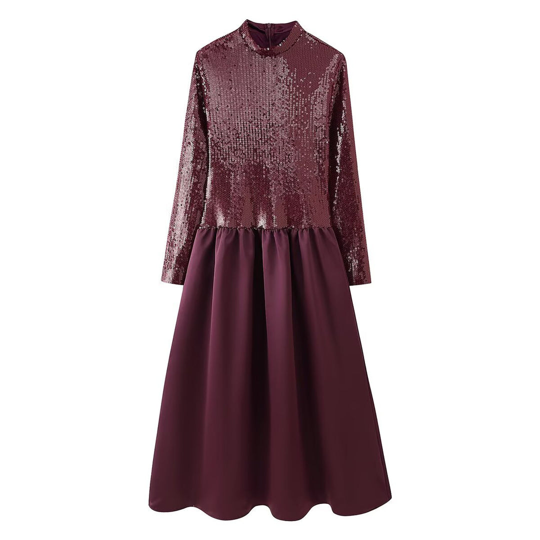Damen Festliches Kleid mit glitzerndem Oberteil und schwingendem Rock R&B