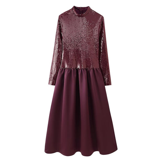 Damen Festliches Kleid mit glitzerndem Oberteil und schwingendem Rock R&B