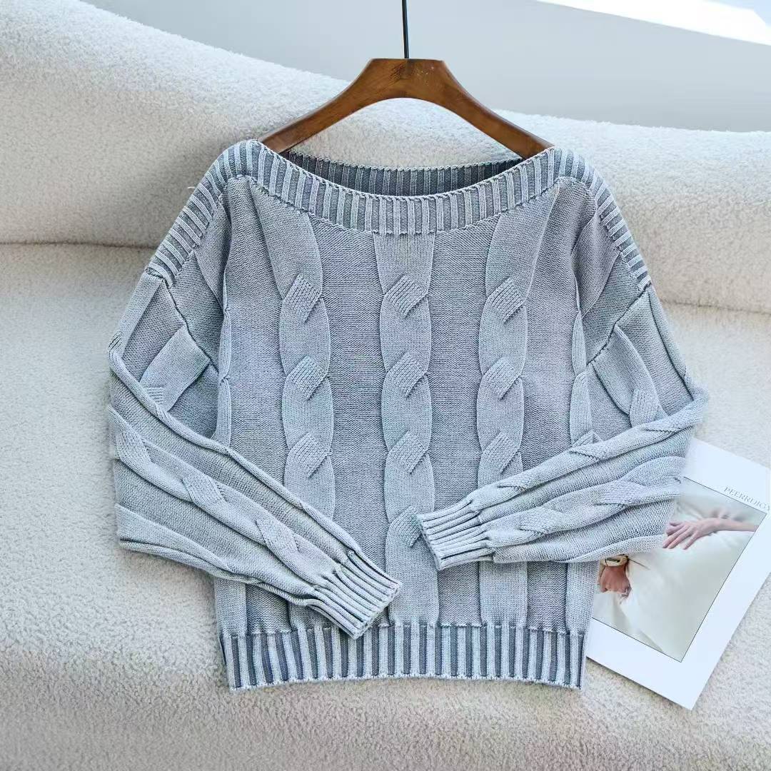 Damen Pullover im modernem Zopfdesign mit übergroßer Silhouette R&B