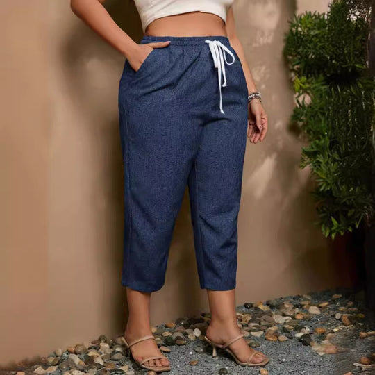 Damen Casual Freizeit-Hose mit elastischem Bund und praktischen Taschen R&B