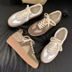 Damen Sneaker mit platziertem Materialmix und modischem Plateau