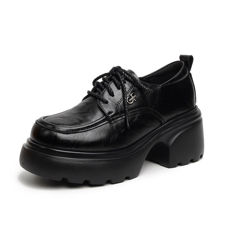 Damen Modische Schnürschuhe mit klobigem Absatz und hochwertigem Kunstleder R&B