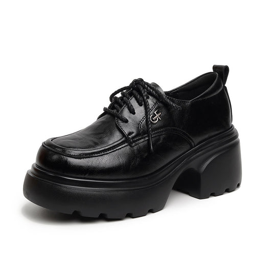 Damen Modische Schnürschuhe mit klobigem Absatz und hochwertigem Kunstleder R&B