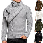 Herren Strickpullover mit elegantem Zopfmuster und modischem Schal R&B