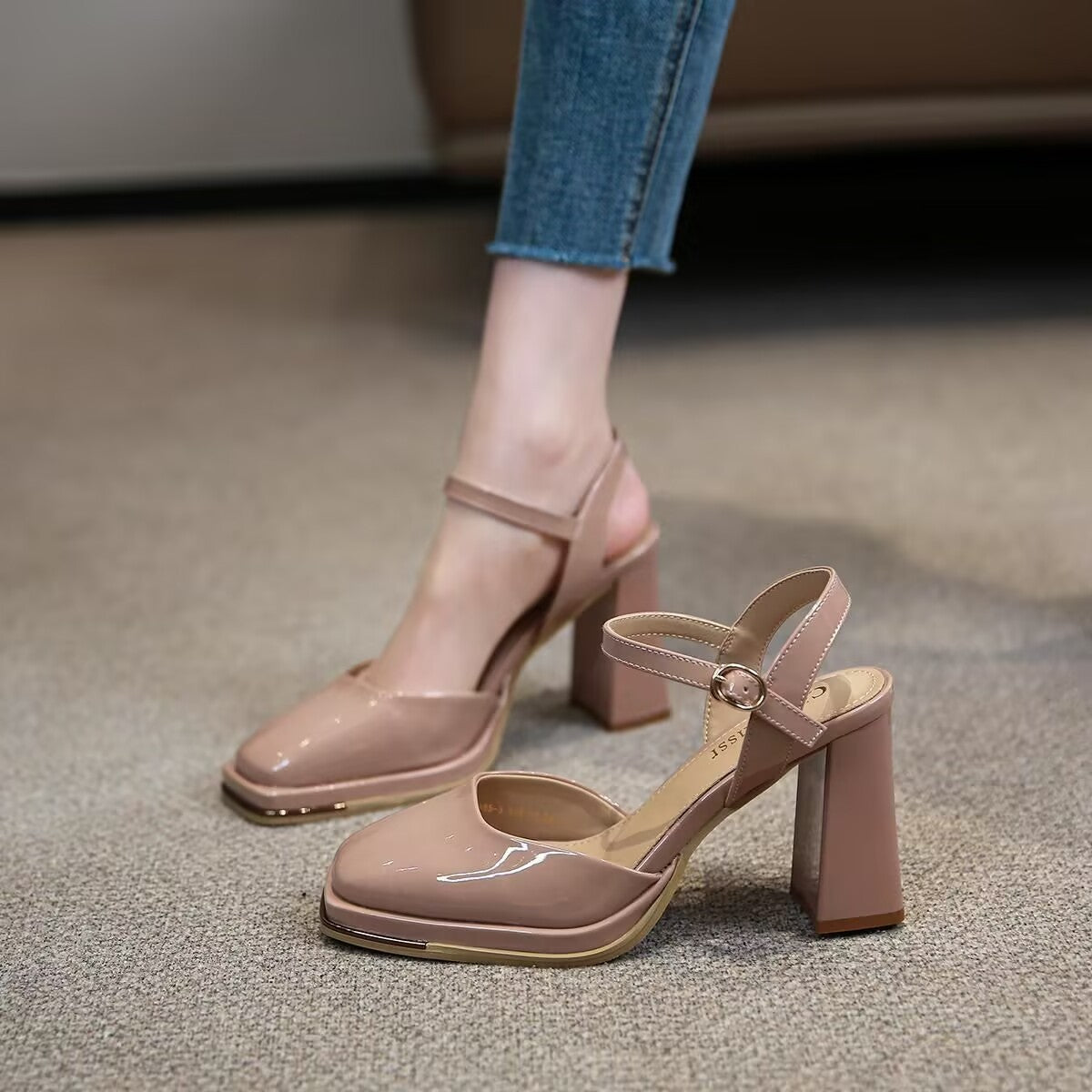 Damen Slingback-Pumps mit elegantem Plateau und komfortablem Blockabsatz