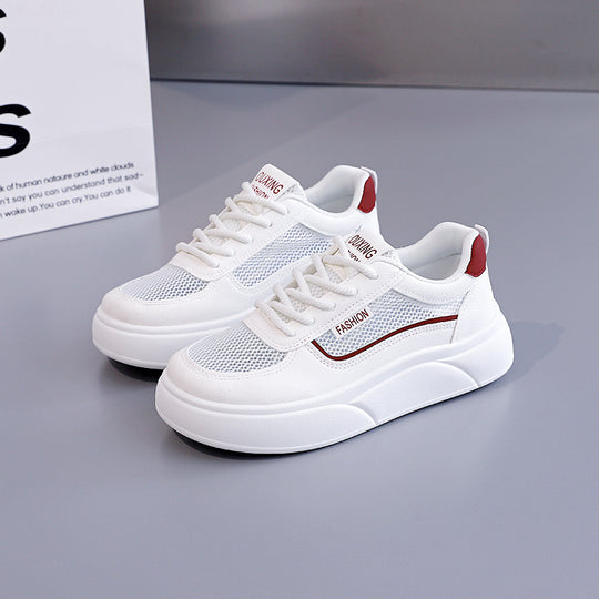 Damen modische Sneakers mit atmungsaktiven Mesh-Einsätzen und hoher Laufsohle R&B
