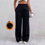Damen Bequeme High-Waist Freizeithose mit weitem Schnitt R&B