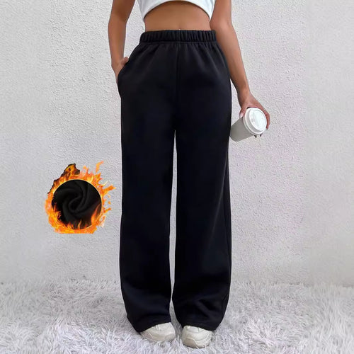 Damen Bequeme High-Waist Freizeithose mit weitem Schnitt R&B