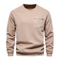 Herren nan Sweatshirt mit Rundhalsausschnitt, aufgesetzter Brusttasche mit horizontalem Reißverschluss und geripptem Saum R&B
