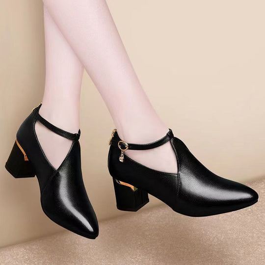 Damen elegante Pumps mit modischem Riemendesign und stabiler Absatzhöhe R&B