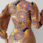 Damen Bikiniset mit langärmligem Oberteil und stylischem Cut-Out R&B