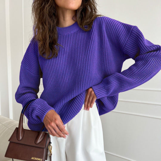 Damen Oversized Strickpullover mit strukturiertem Muster R&B