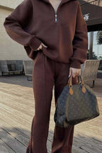 R&B | Vibes Halb Offenes Pullover Sweatshirt und Hose Zwei Teiliges Satz