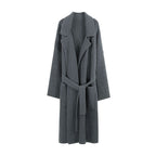 Damen Strickmantel mit Gürtel und breiten Revers R&B