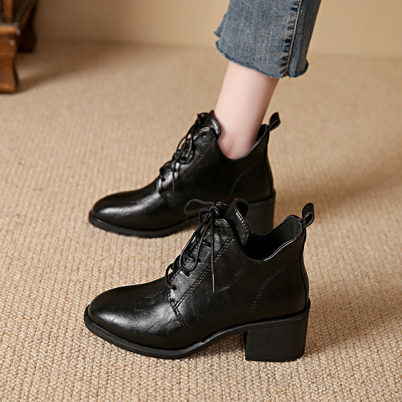 Damen Modische Schnür-Stiefeletten mit elegantem Blockabsatz