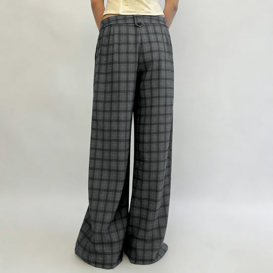 Damen Karierte Culotte-Hose mit hohem Taillenbund und eleganter Faltenlegung R&B