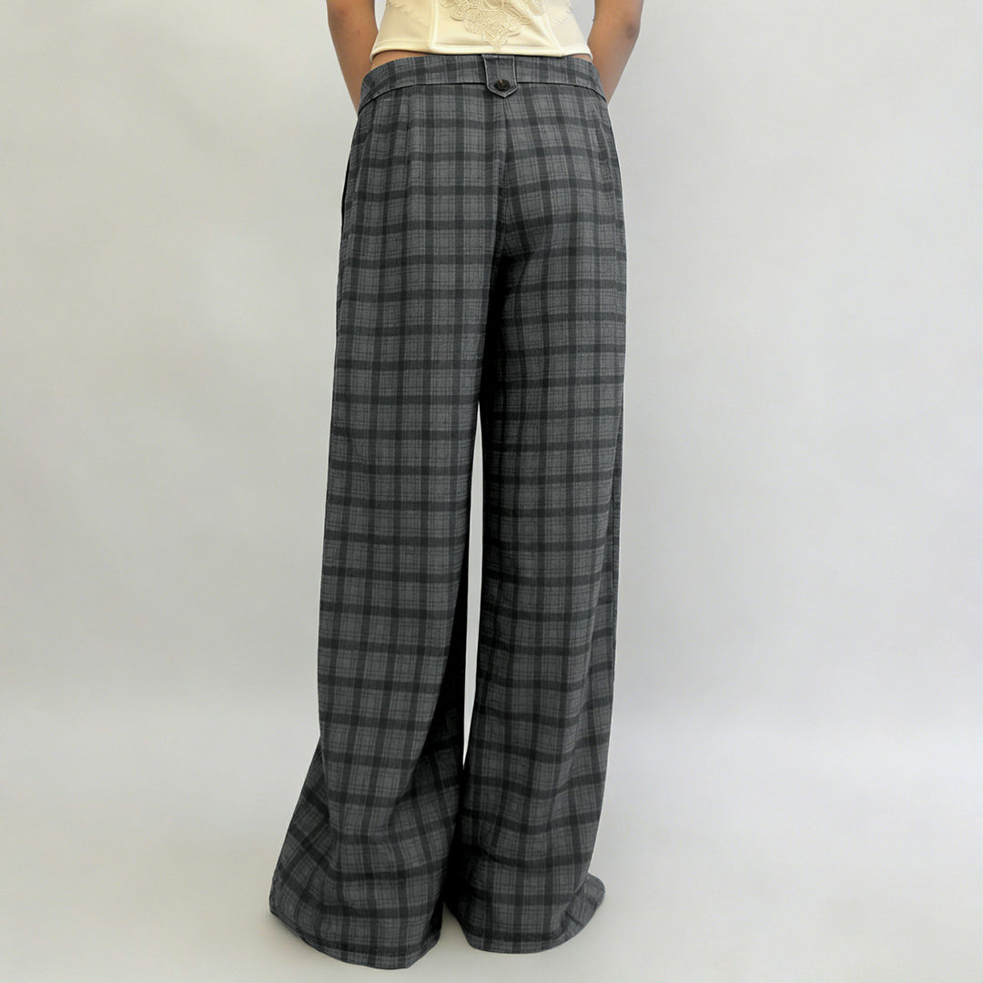 Damen Karohose mit weitem Schnitt und durchdachten Details R&B