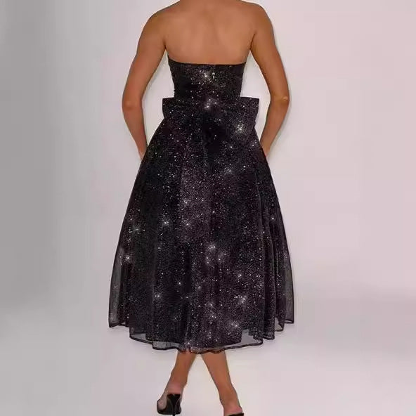 Damen Elegantes strapless Cocktailkleid mit gerafftem Oberteil und A-Linie R&B