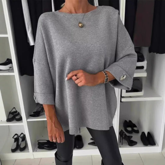 Damen Modischer Strickpullover mit eleganten Knopfdetails R&B