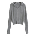 Damen lässiger Strickzipper mit Kapuze