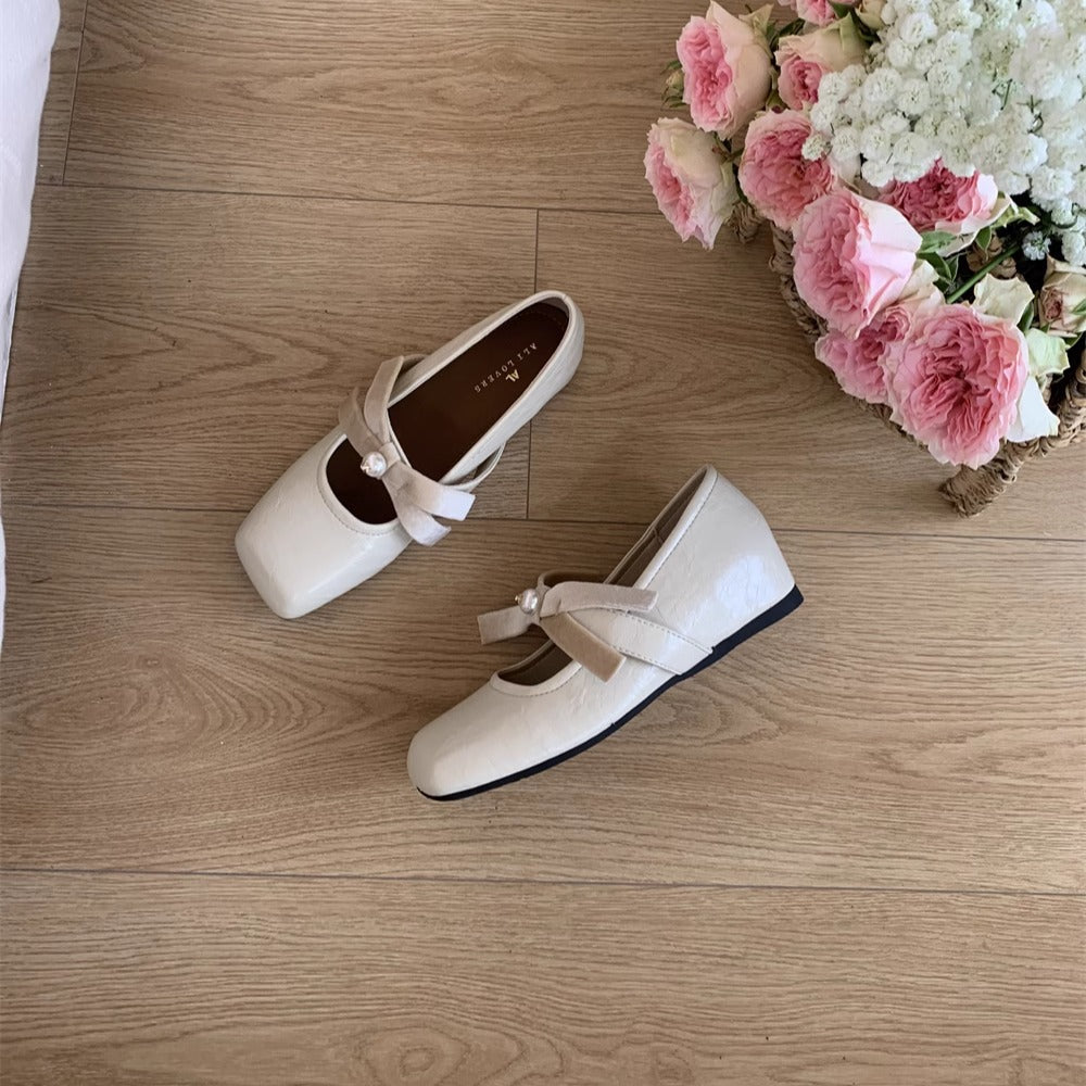 Damen Modische Ballerinas mit elegantem Schleifenakzent und feiner Perlenverzierung R&B