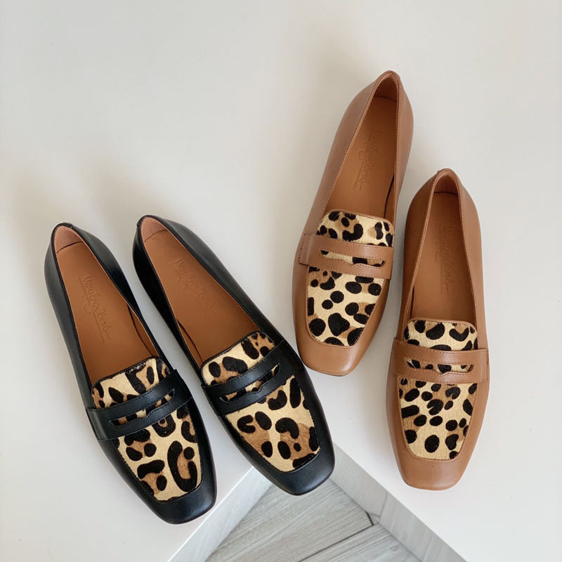 Damen Mokassin-Schuhe mit Leopardenmuster und elegantem Schnitt