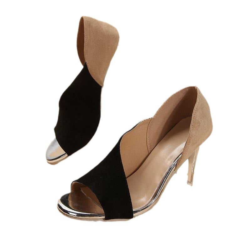 Damen elegante Peeptoe-Pumps mit funkelndem Strass-R&B