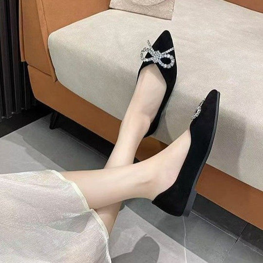 Damen elegante Ballerinas mit strassbesetztem Schleifendetail R&B