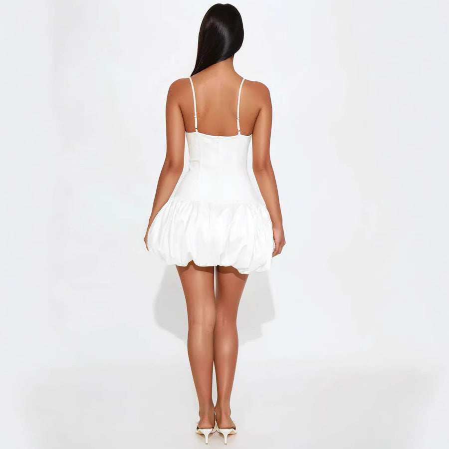 Damen Korsettkleid mit voluminösem Rock und feinen Trägern R&B