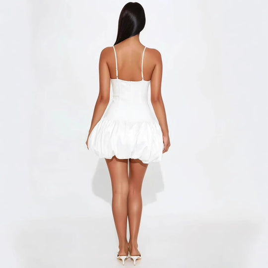 Damen Korsettkleid mit voluminösem Rock und feinen Trägern R&B