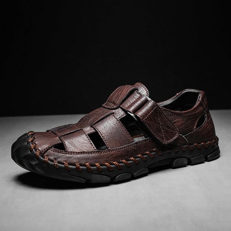 Herren Komfortable Leder-Sandalen mit atmungsaktivem Design und verstellbarem Riemensystem R&B
