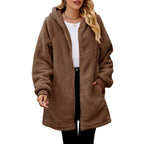 Damen Kuschelige Fleecejacke mit Kapuze und Taschen R&B