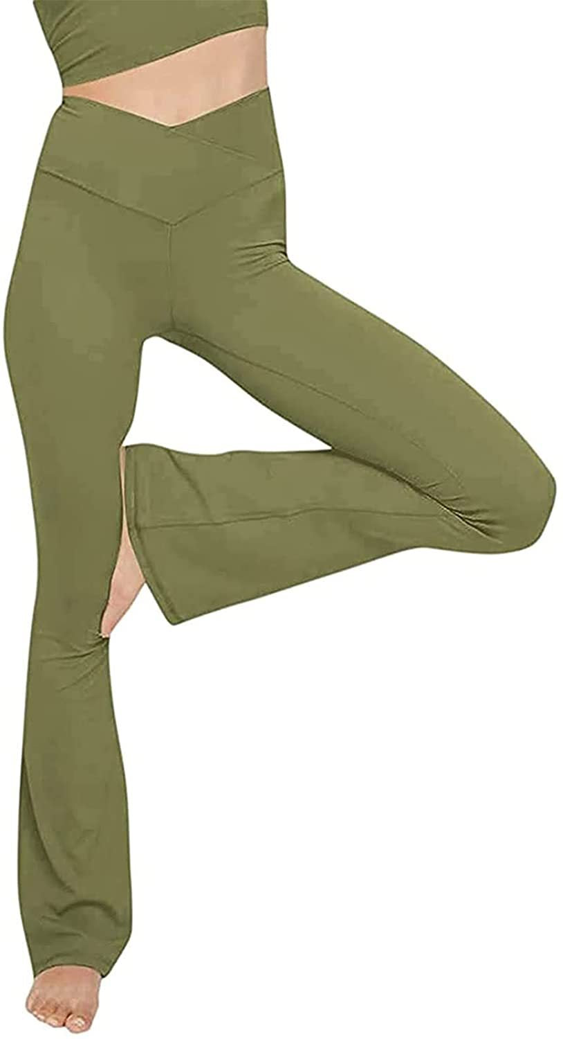 Damen Bootcut Yoga-Hose aus elastischem Material mit hohem Bund R&B