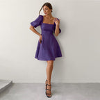 Damen Sommerkleid mit eleganten Puffärmeln und A-Linien-Silhouette R&B
