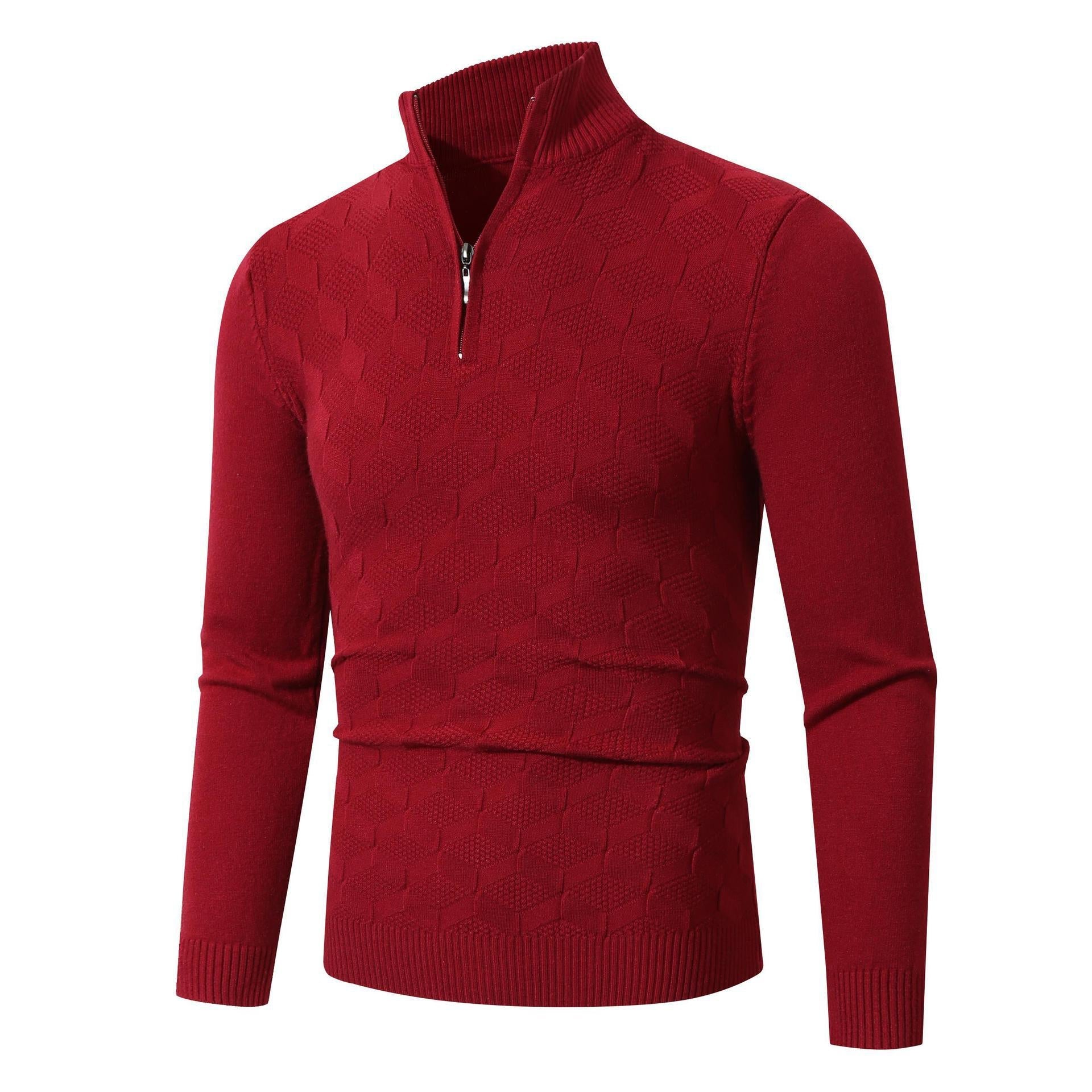 Herren modischer Strickpullover mit halbem Reißverschluss und strukturiertem Design R&B