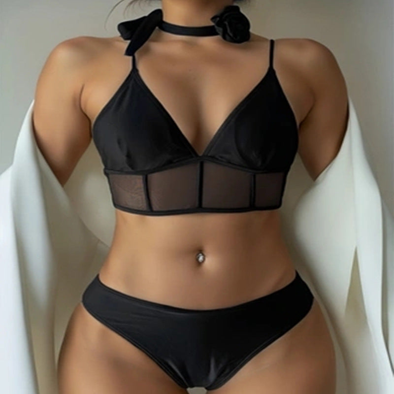 Damen Set mit transparentem Spitzen- und Rüschendesign R&B
