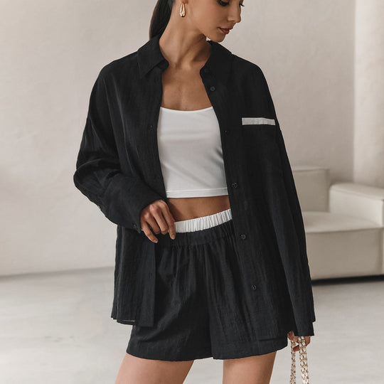 Damen Lässiges Ensemble aus cropped Shirt und Shorts R&B