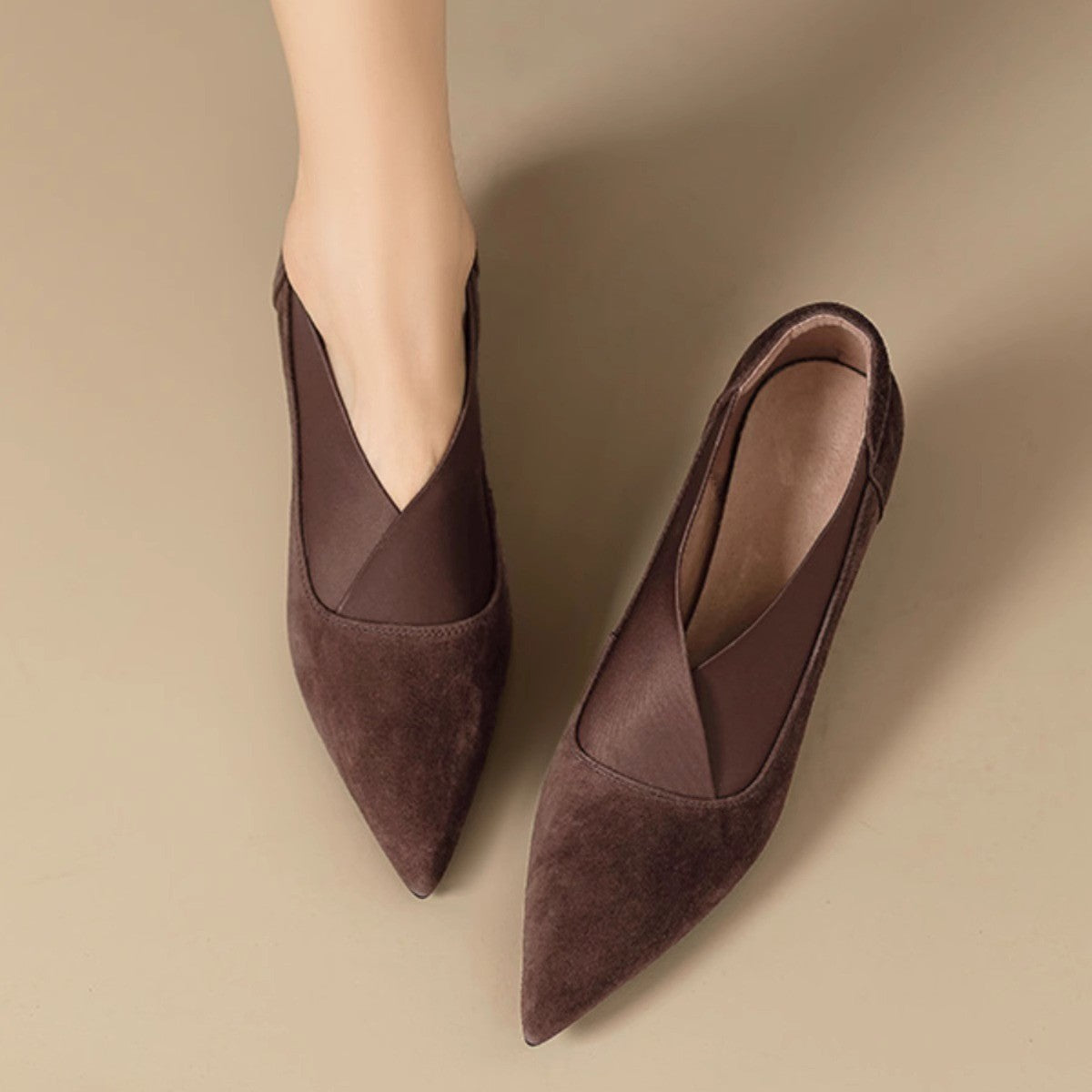 Damen elegante spitze Absatzschuhe mit geschwungenem Design R&B
