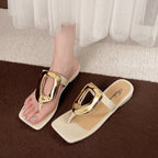 Damen Elegante Zehentrenner-Sandalen mit glänzendem Riemen und komfortablem Fußbett R&B